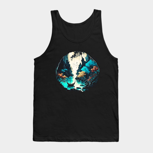 Cave and River - Watercolor Painting Tank Top by koalafish